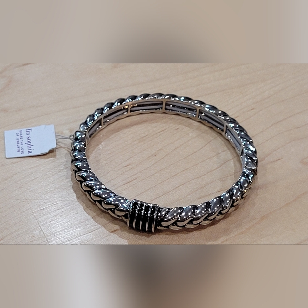 Lia Sohia Braided Design Stretch Bangle Bracelet